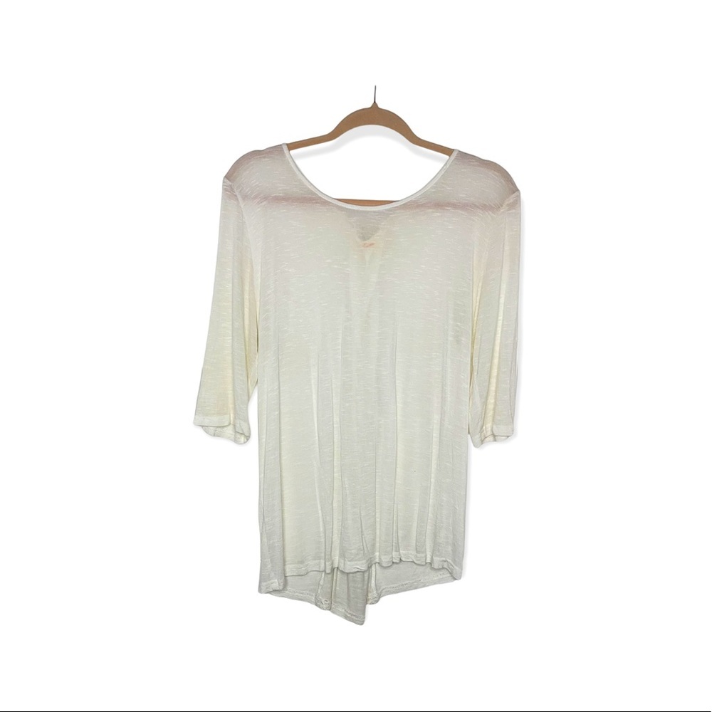 ROSETTE Ivory 3/4 Sleeve Top with Lace Up Detail on Back M